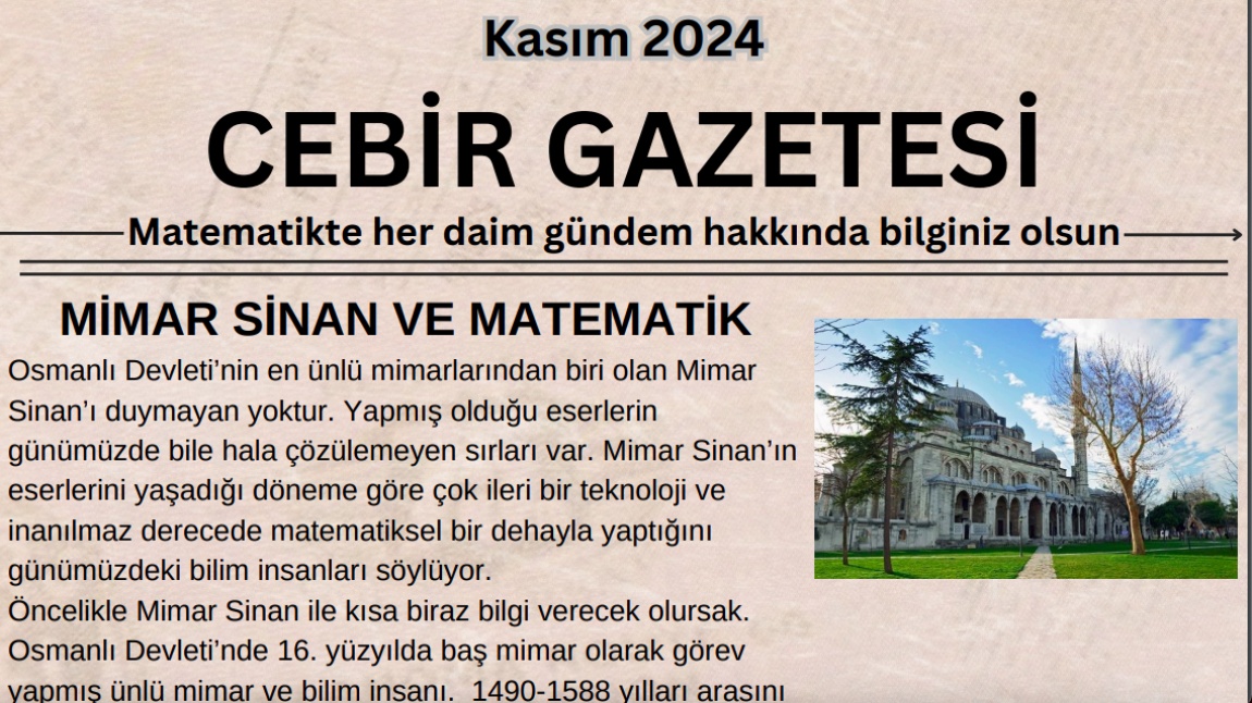 Cebir Gazetemizin Kasım saysısı yayınlandı.